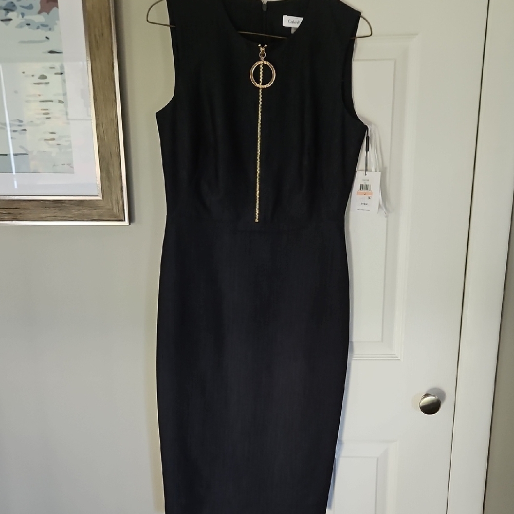 Calvin Klein Collection Black Dress with Gold Zipper